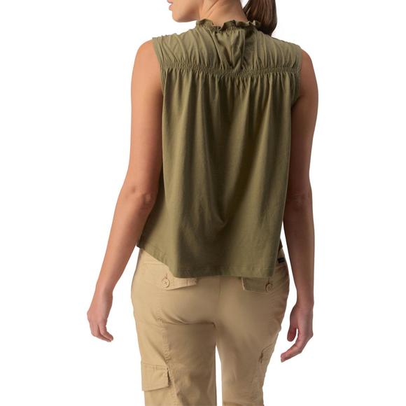 NEW SANCTUARY sleeveless shirred top in burnt olive - Picture 3 of 3